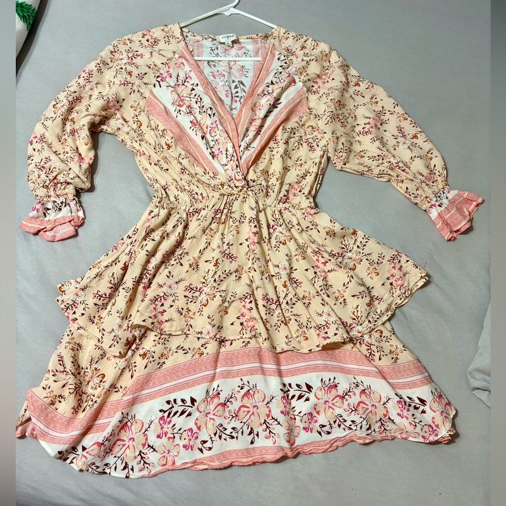 Umgee Floral Tiered Dress Size Medium